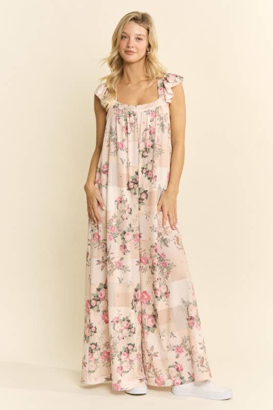 JADE BY JANE - CURVY VINTAGE GARDEN WIDE-LEG JUMPSUIT