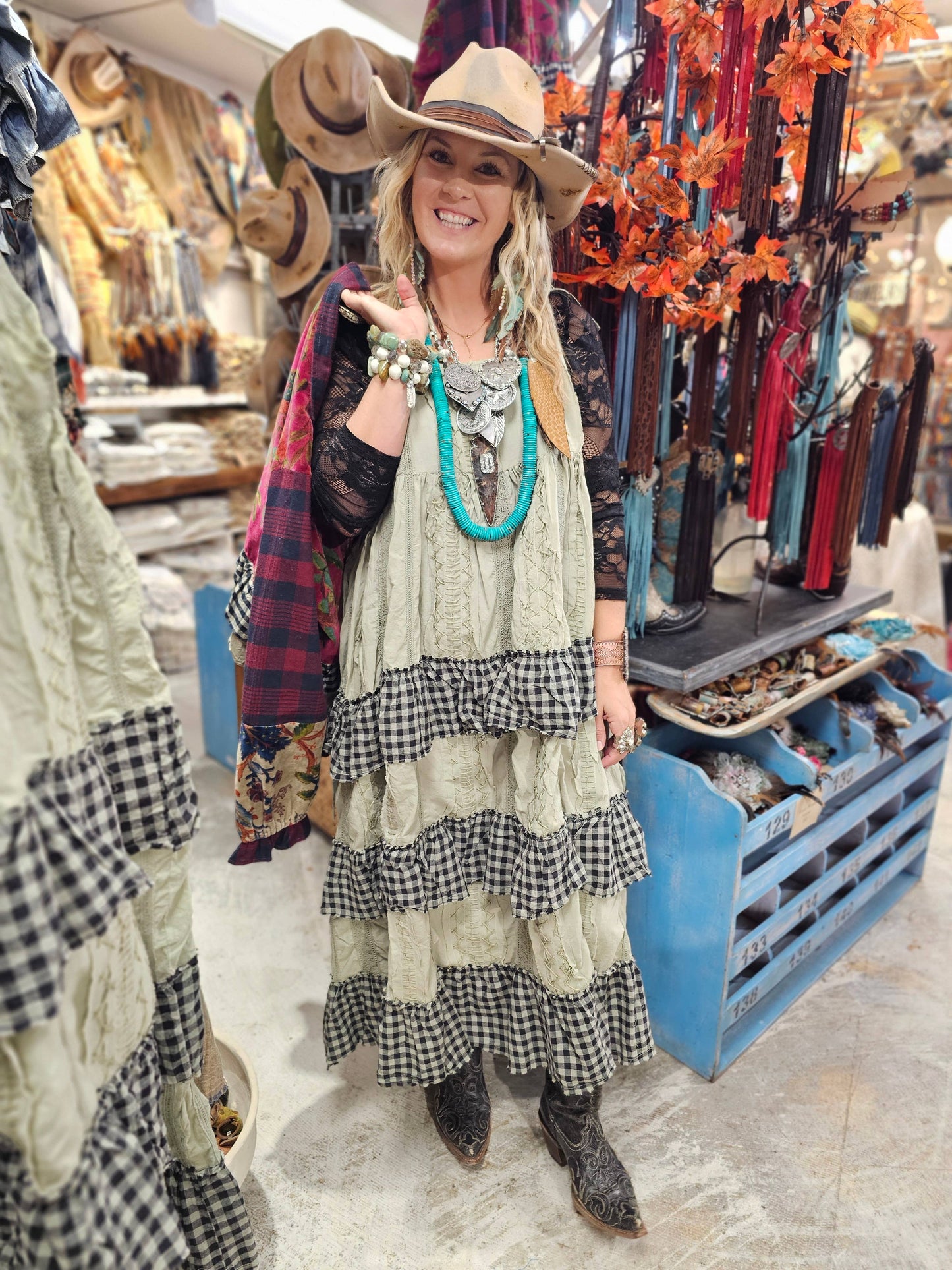 A Rare Bird Shop - Hand Stitched Check Dress