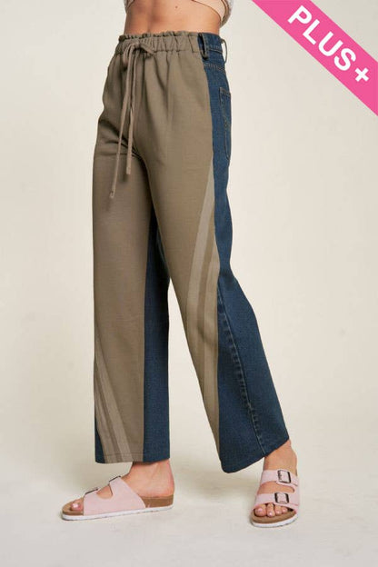 Davi & Dani-Two-Tone Denim Jogger Pants