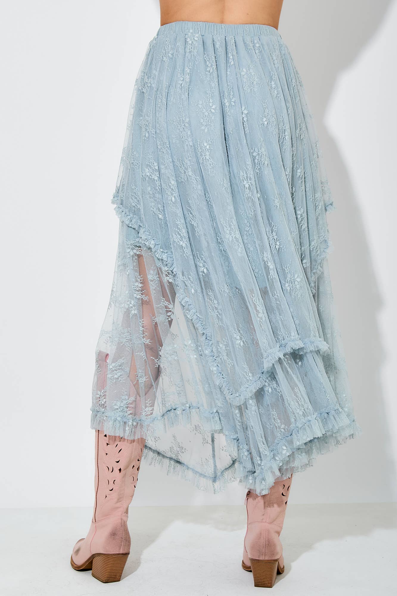Baevely by Wellmade USA - EMBELLISHED LACE HEM SKIRT