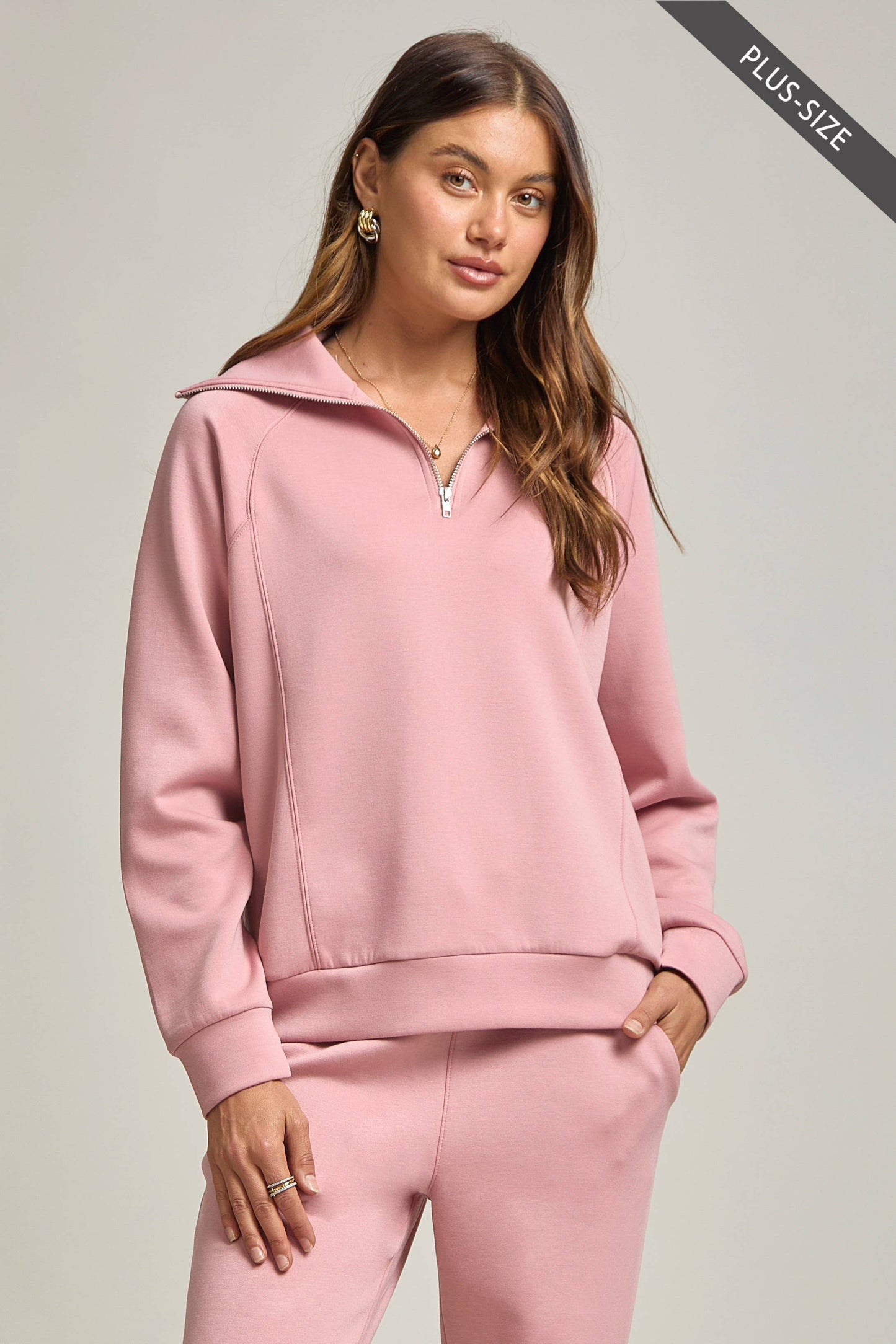 Blush Pink Quarter Zip Pullover + Jogger Modal Travel Set