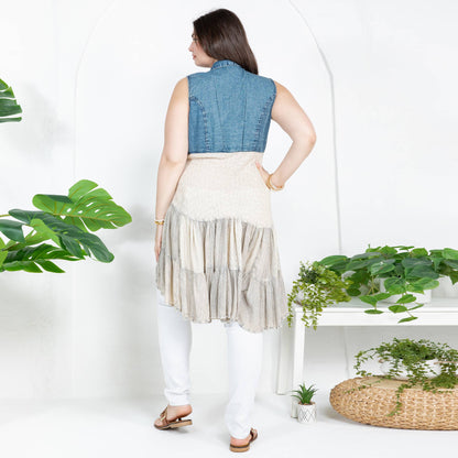 Young Threads - Latte Front-Open Asymmetrical High Low Top
