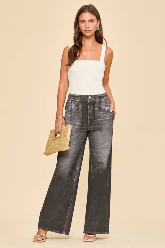 Charcoal- It's Zenim Not Denim! Wide Leg Pant