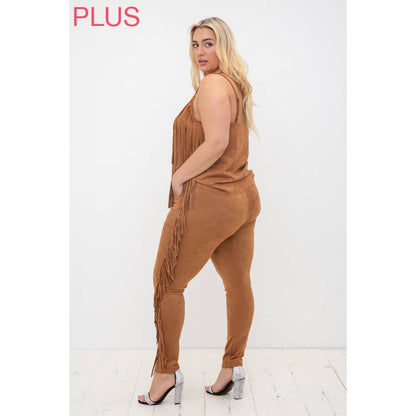 VOCAL - CURVY SUEDE FRINGED PANTS