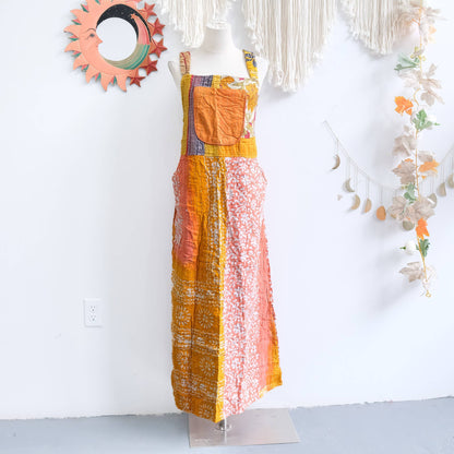 Handmade Kantha Upcycled Cotton Bib Dress