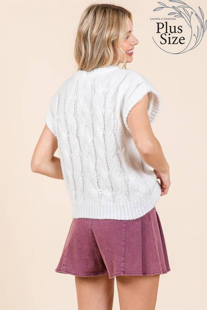 White- Cable Knit Sweater Vest