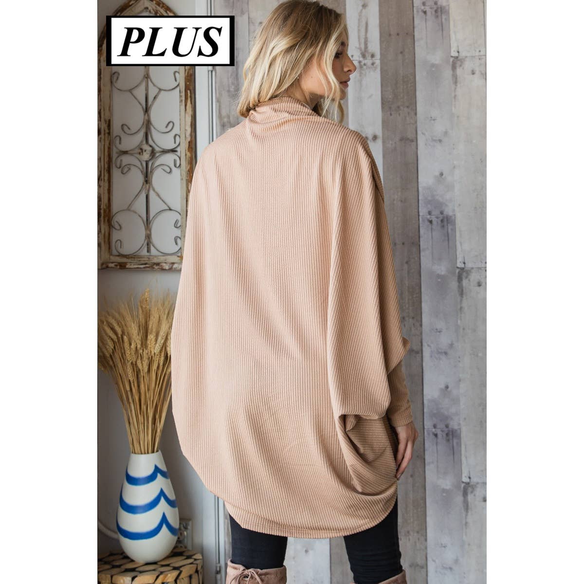 Curvy Urban Knit Shawl Open Front Cardigan