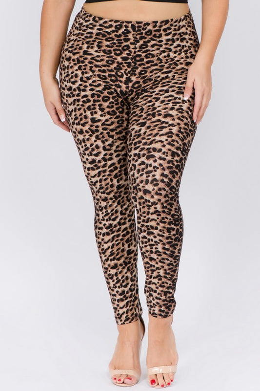 Classic Leopard Print Peach Skin Leggings