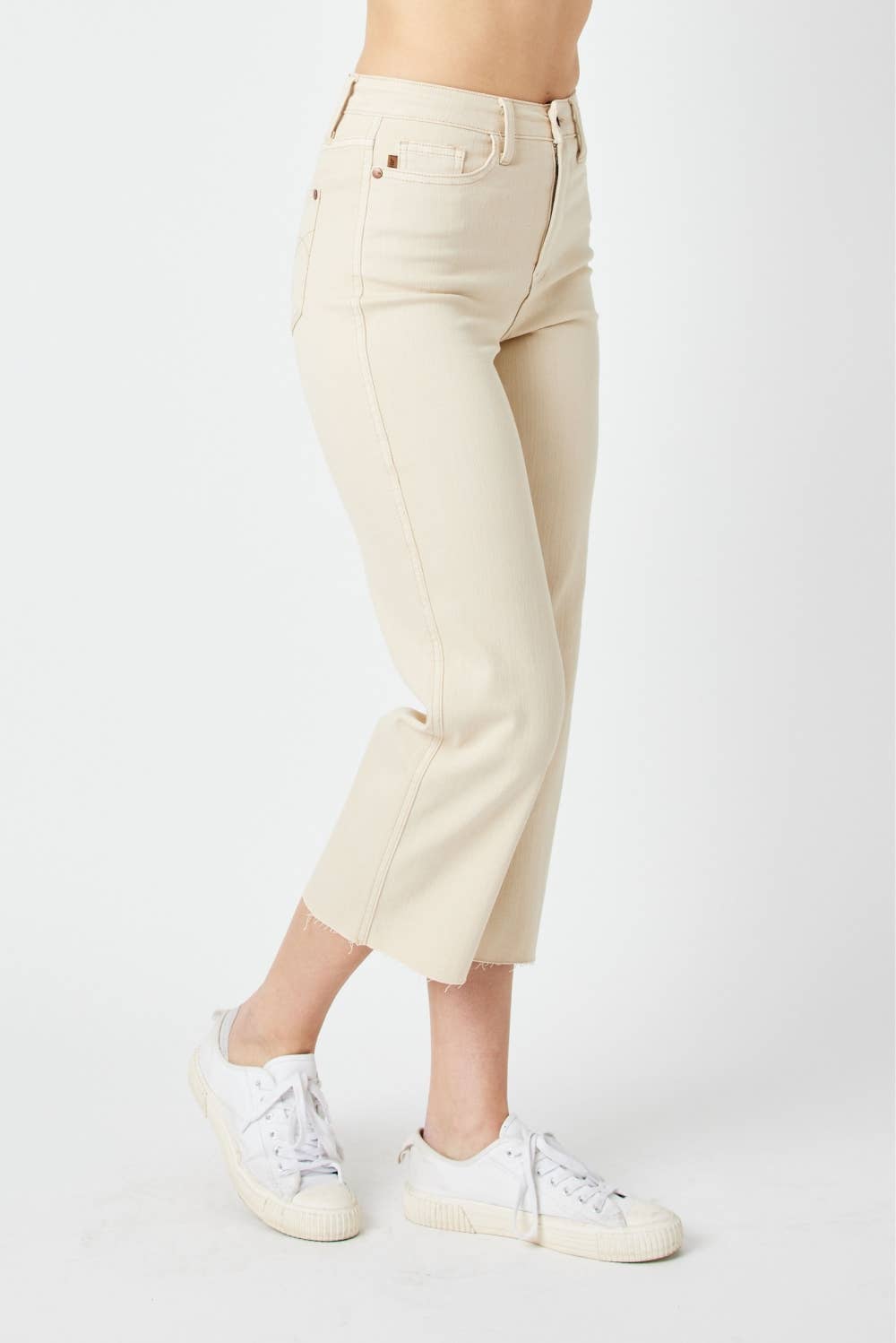 Judy Blue Jeans - Bone High Waist Garment Dyed Crop Wide