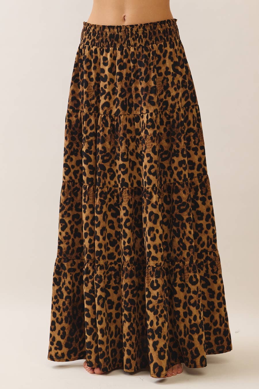 Oddi - Leopard Print Tired Midi Skirt