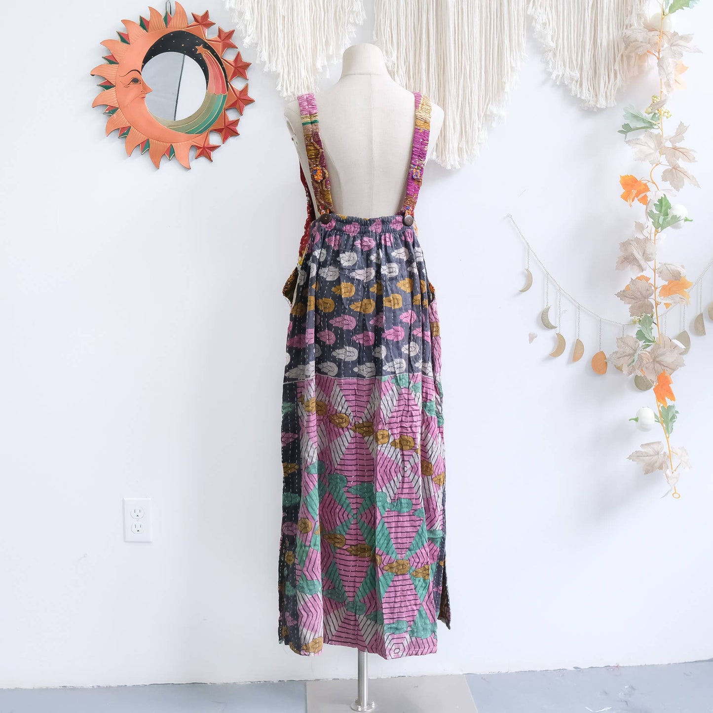 Handmade Kantha Upcycled Cotton Bib Dress