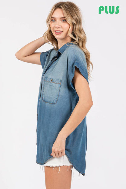 Washed Roll Up Soft Denim Shirt