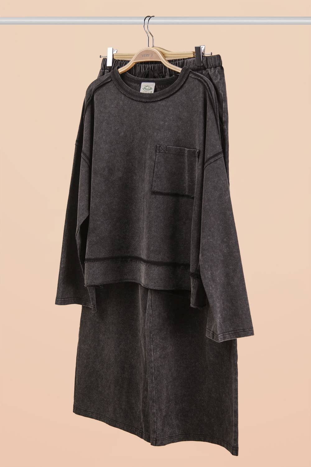 The Curvy Black Mineral Washed Knit Set