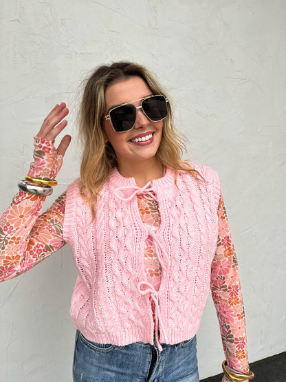 BLAKELEY - PINK VINTAGE FLORAL MESH TOPS