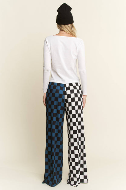 JADE BY JANE - PLUS SIZE SPLIT DECISION CHECKERED PANTS: Brown/Black