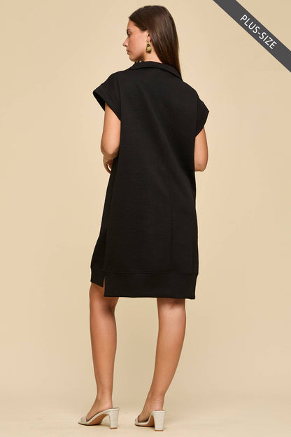 DS Jet Black Pop Half-Zip Jacquard Dress w/ Pockets