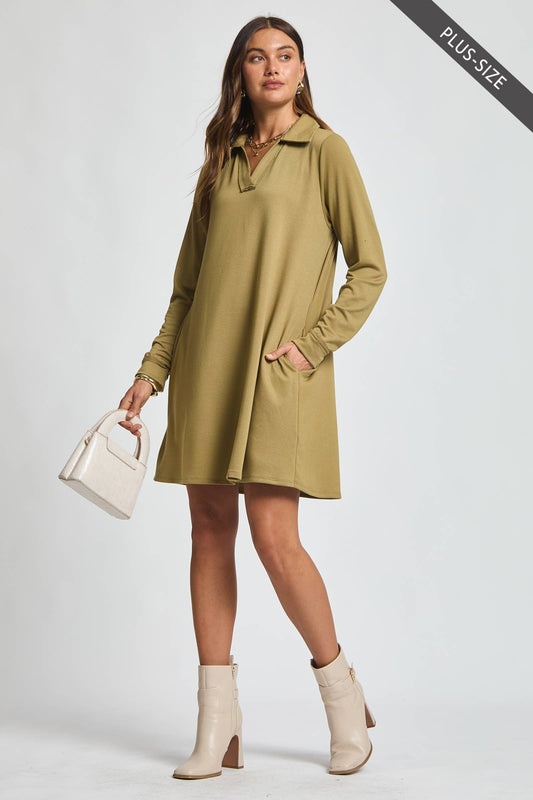 Olive Meadow French Terry A Line Dress