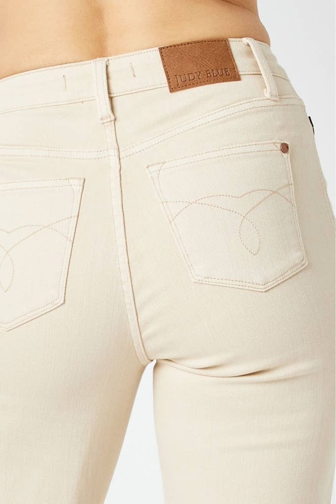 Judy Blue Jeans - Bone High Waist Garment Dyed Crop Wide