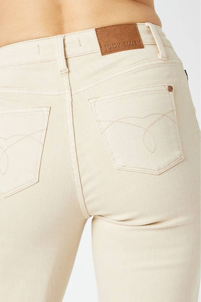 Judy Blue Jeans - Bone High Waist Garment Dyed Crop Wide