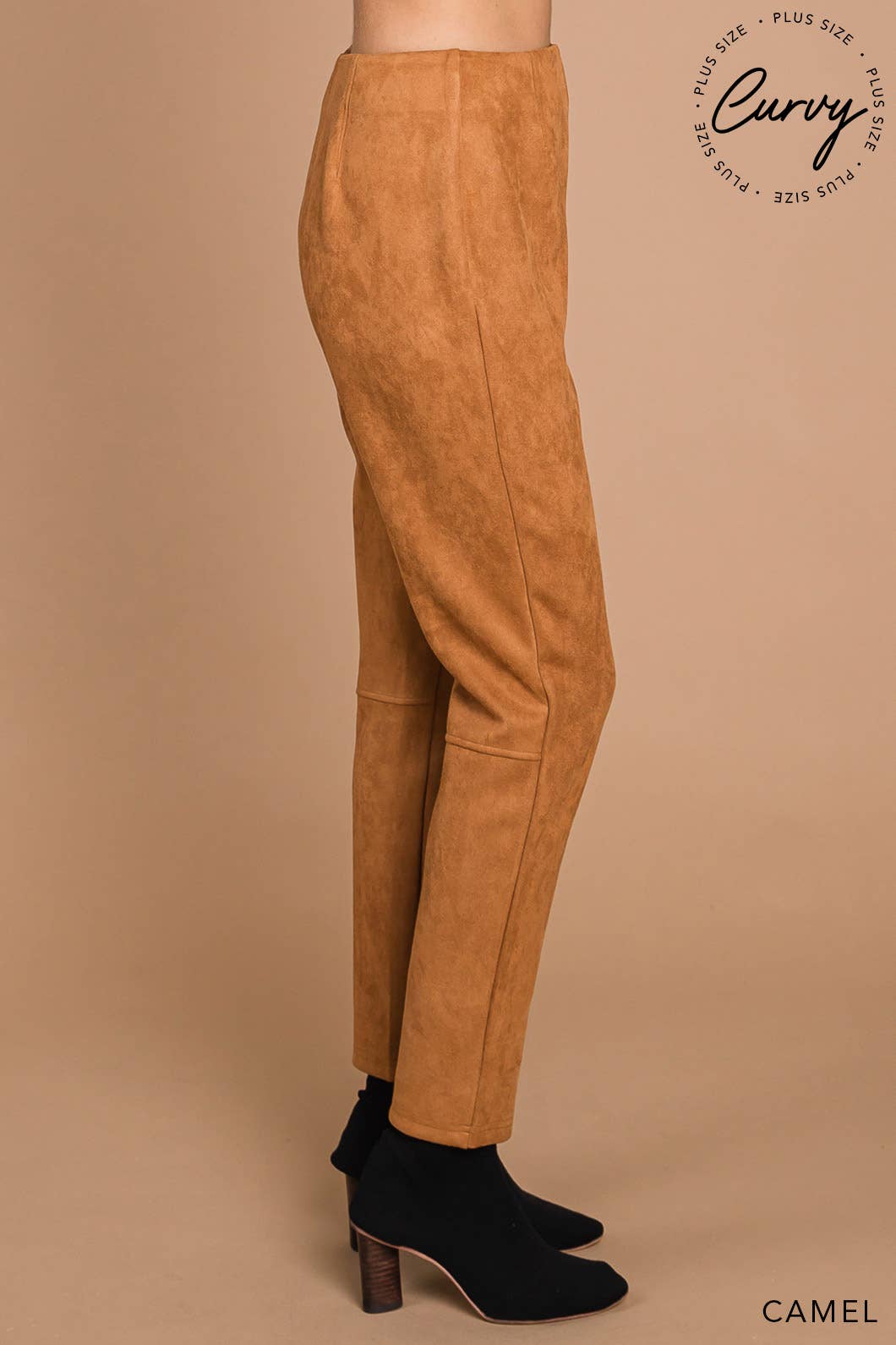 Camel Faux Suede Chic Contemporary Pants