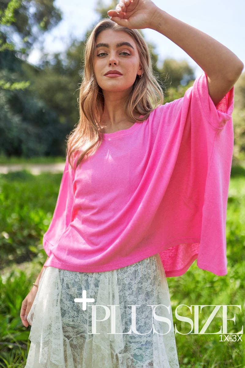 Azalea Pink- Oversized Poncho Tee