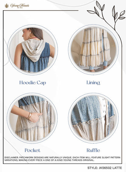 Boho Tiered Sleeveless Maxi Button-Front Duster With Hood 