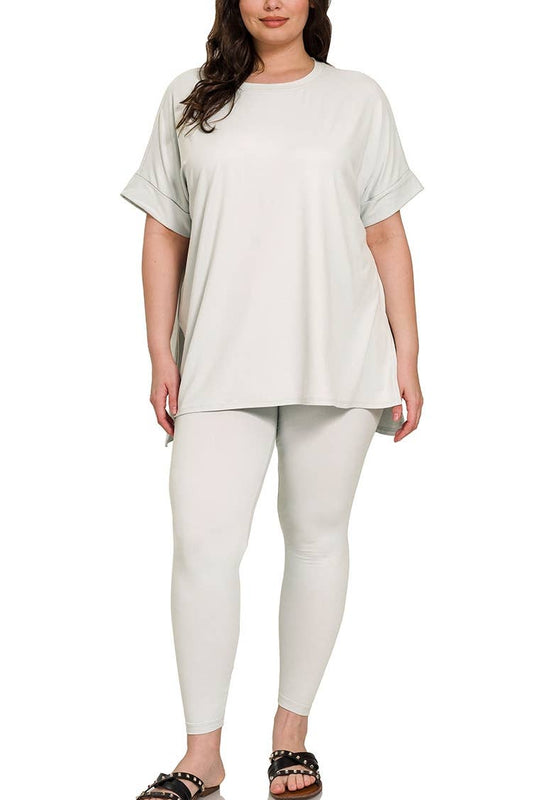 Light Grey Brushed Microfiber Loungewear Set