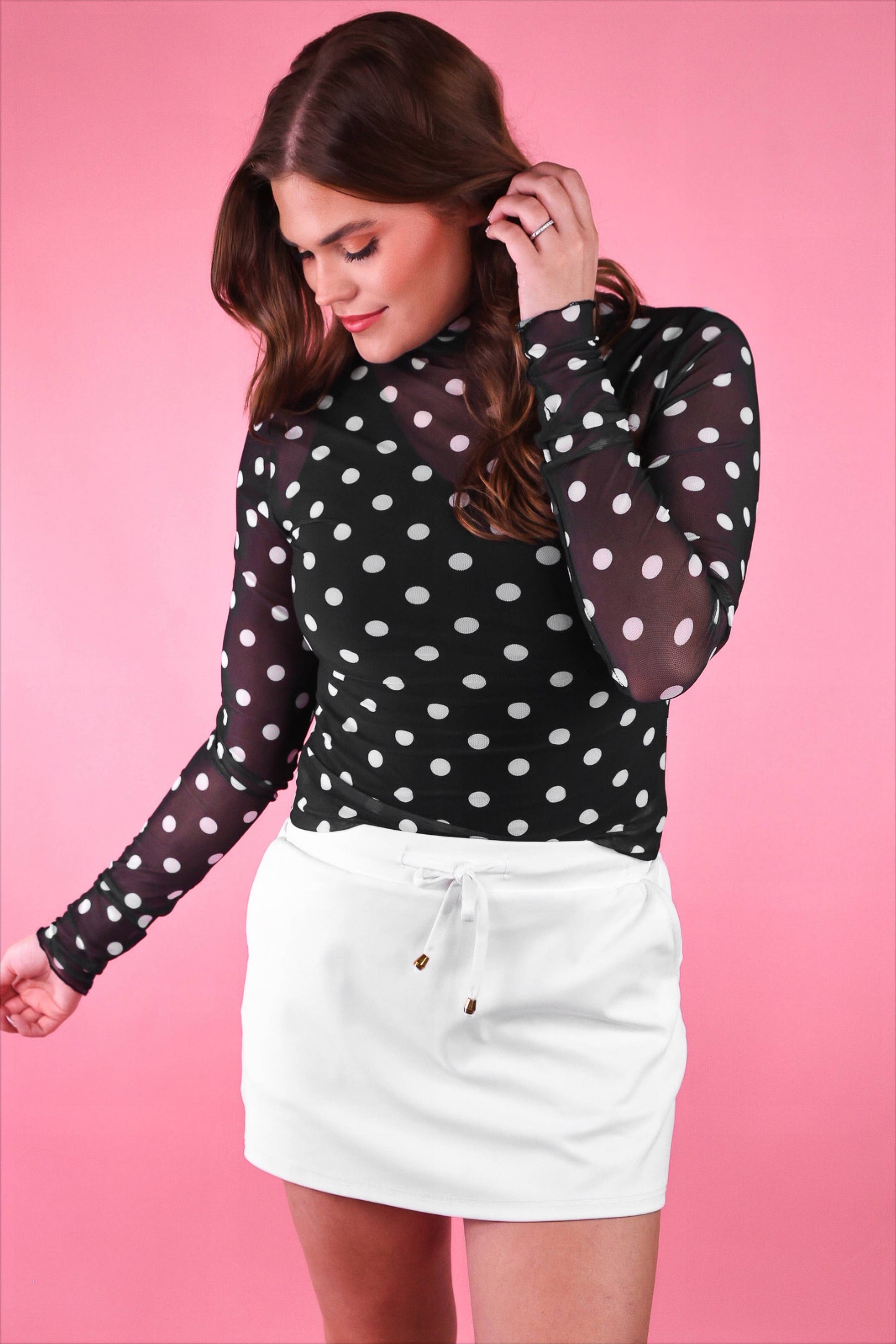 Jess Lea - Keigan Mesh Top- After Dark Polka Dot
