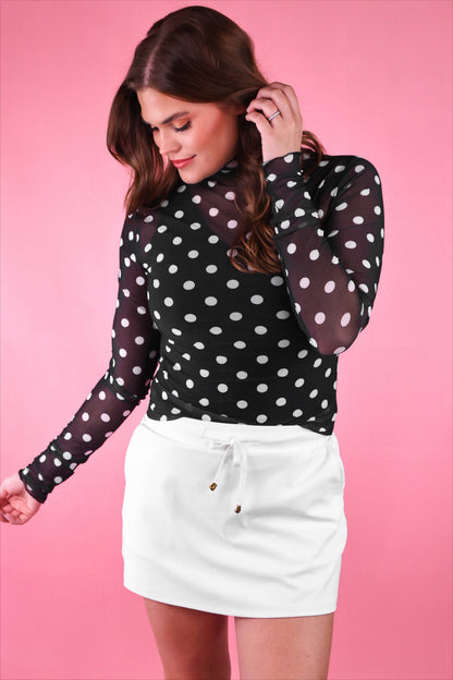 Jess Lea - Keigan Mesh Top- After Dark Polka Dot