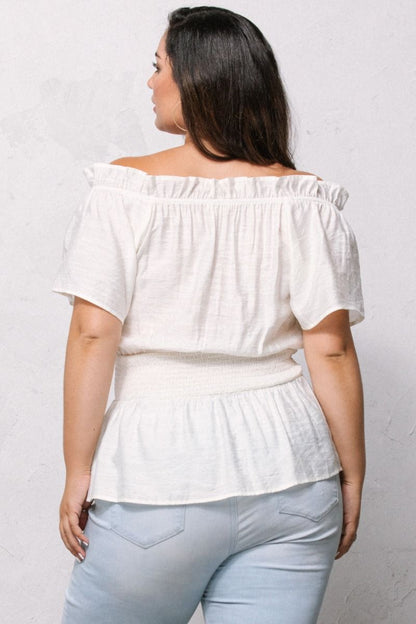 Oddi - Ivory Woven Ruffle Top