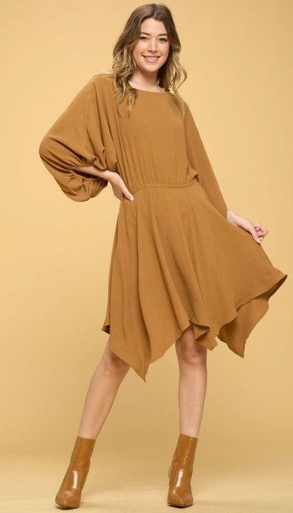 Butterscotch Woven Puff Sleeve Dress