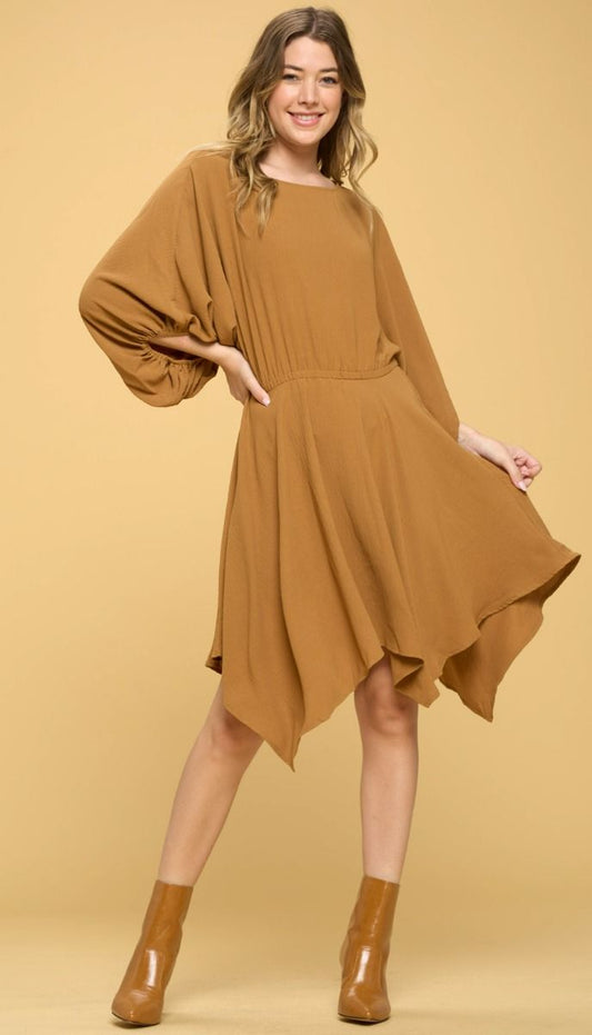 Butterscotch Woven Puff Sleeve Dress