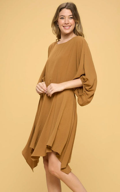Butterscotch Woven Puff Sleeve Dress
