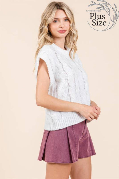 White- Cable Knit Sweater Vest