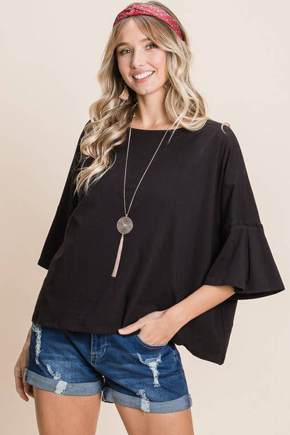 Black Cotton Cropped Top