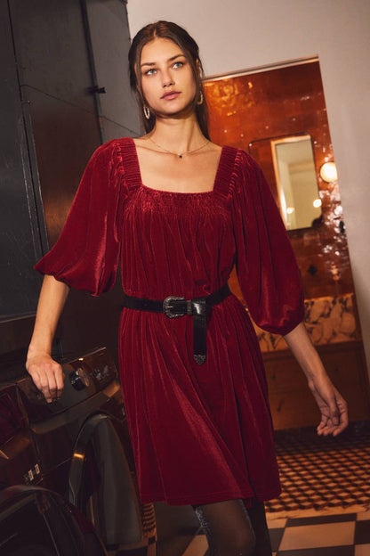 Oddi - Red Velvet Mini Dress