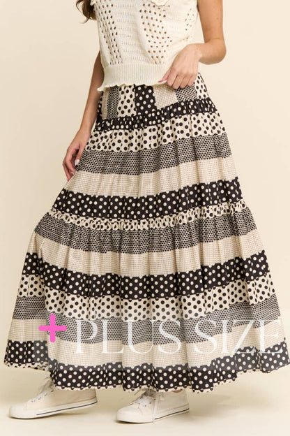 J.NNA - Polkadot Tiered Maxi Flowy Skirt