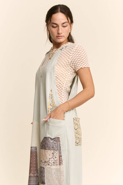 Davi & Dani -COTTON PATCHWORK JUMPSUIT ADJUSTABLE STRAP