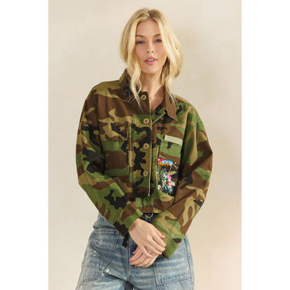 Veveret - Camo Sequins Contrast Jacket