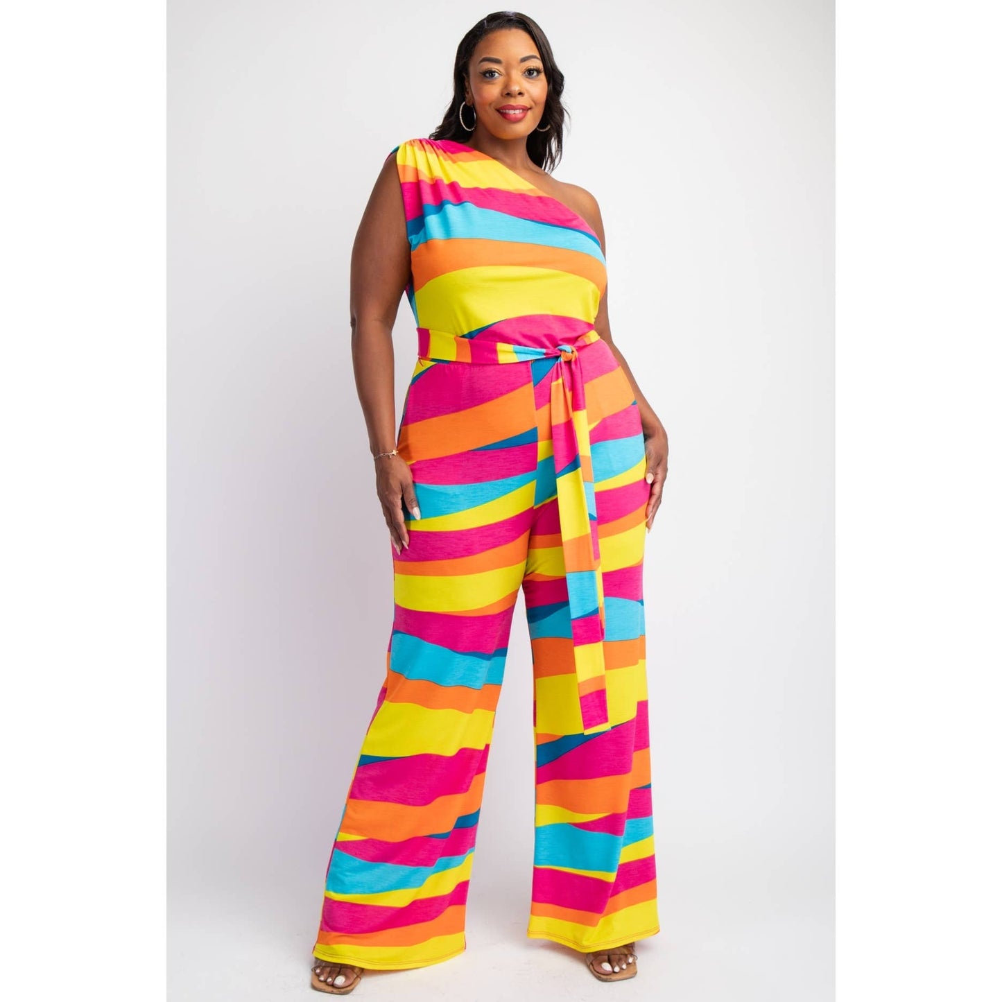 The Curve LA -Rainbow One Shoulder Jumpsuit