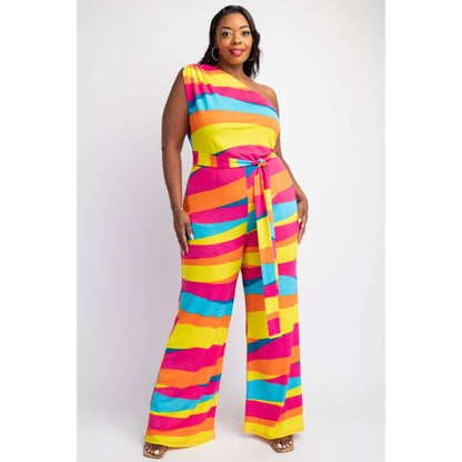 The Curve LA -Rainbow One Shoulder Jumpsuit