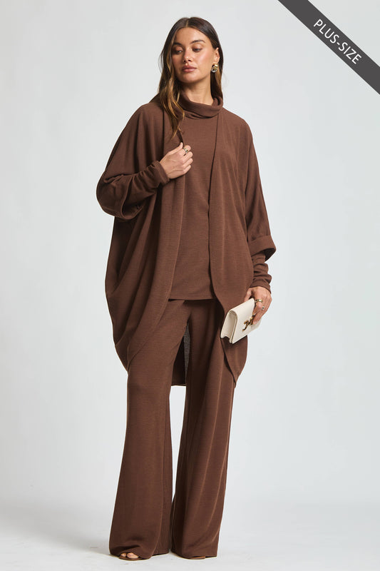 The Curvy Dark Mocha 3-Piece Cozy Lounge Set