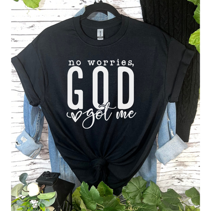 Duck Creations-Silver No Worries, God Got Me T-shirt