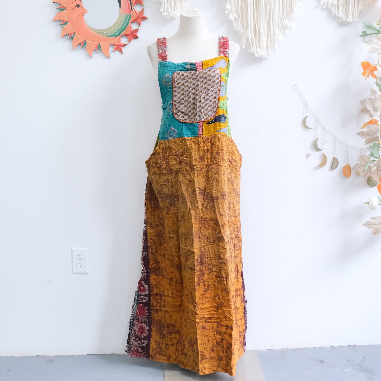 Handmade Kantha Upcycled Cotton Bib Dress
