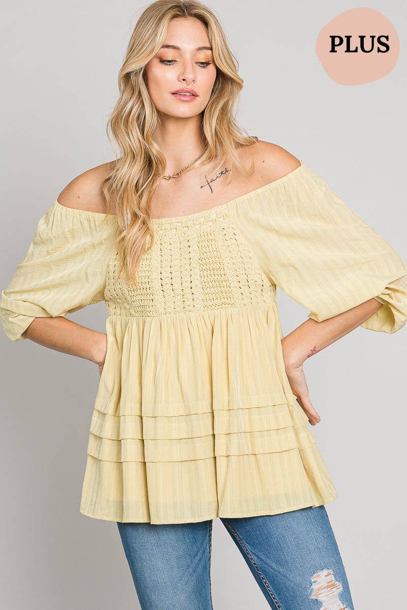 Heyson - EGGNOG CONVERTIBLE CROCHET BABYDOLL BLOUSE