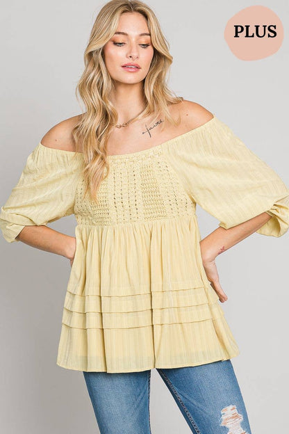 Heyson - EGGNOG CONVERTIBLE CROCHET BABYDOLL BLOUSE