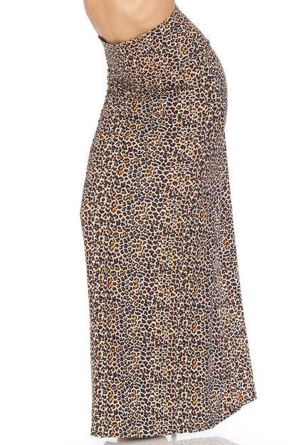 USA Fashion - Curvy One Size Buttery Smooth Leopard Maxi Skirt