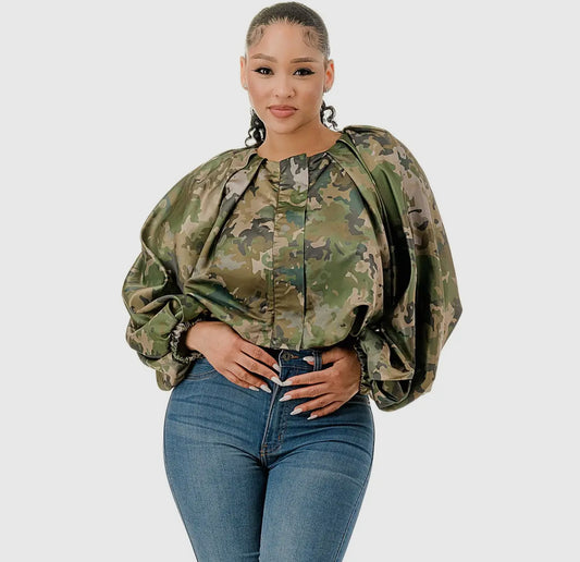 Camo Chic Crop Jacket/Shirt-3x