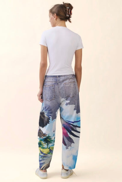 Oddi - Scentic Eagle-Denim look Sublimation Printed Pants