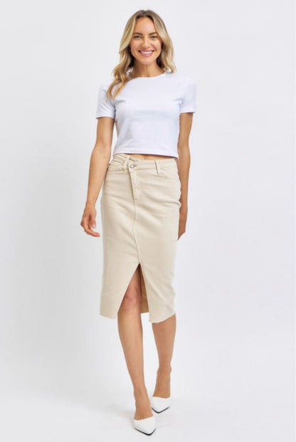 Judy Blue Bone High Waist Denim Skirt